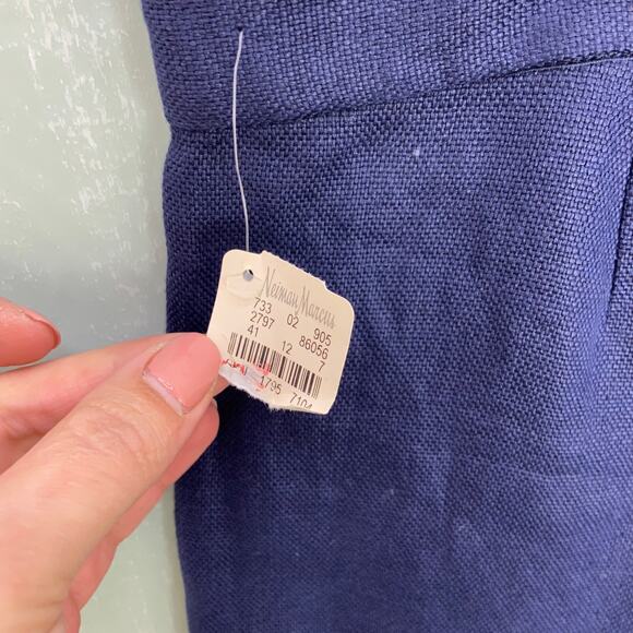 Ralph Lauren Black Label 100% Linen Pants Size 12 Wide Leg Navy Blue Trousers - Picture 7 of 11
